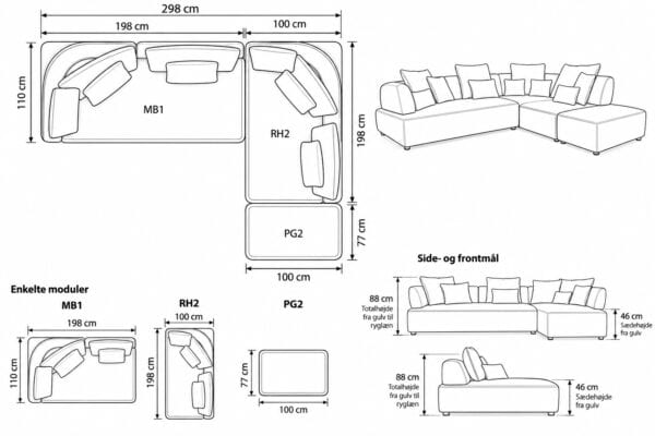 bloom modul mb1+rh2+pg2 tegning m. mål